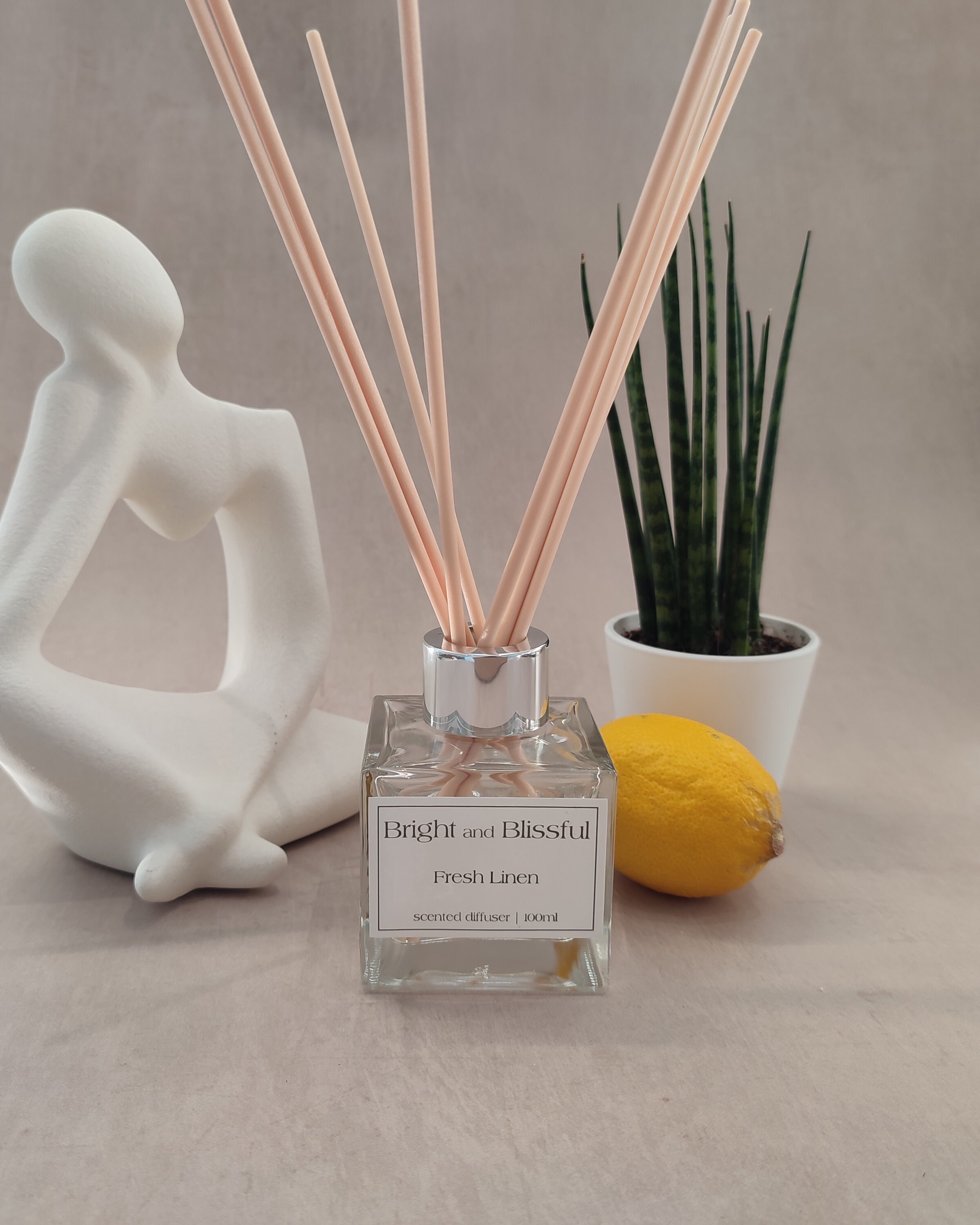 Lillen Scested Fresh Linen scented diffuser - 100ml square – Bright and Blissful
