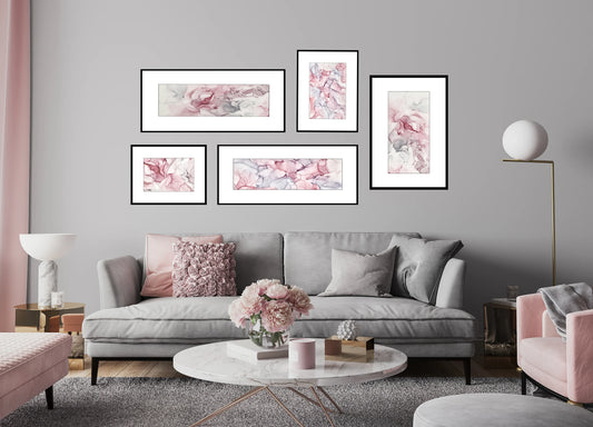 Gallery Wall - Pink, purple and grey watercolour