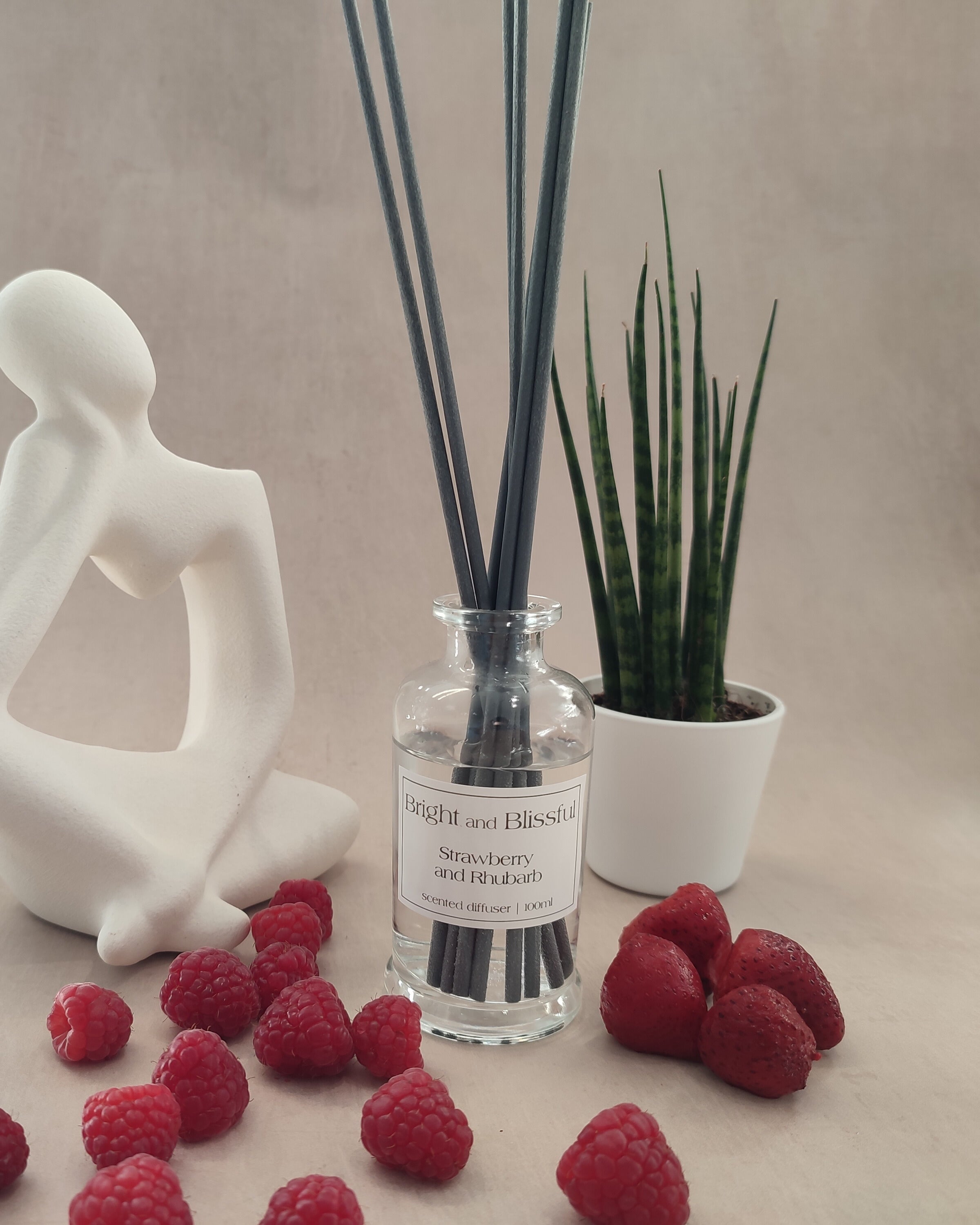 Strawberry and Rhubarb scented diffuser - 100ml bell – Bright and Blissful